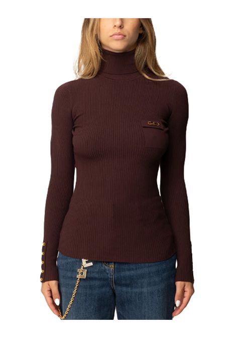 Dolcevita ELISABETTA FRANCHI donna MK11B56 Bordeaux slim sofisticata collo avvolgente lavorazione a costine ELISABETTA FRANCHI | Dolcevita | MK11B56EA4
